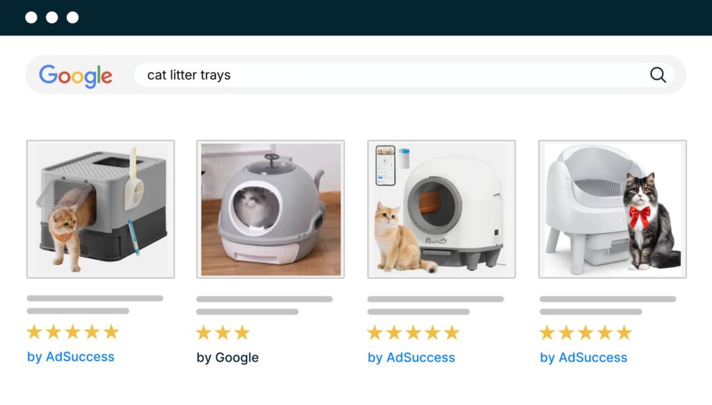 Google Ads search example for cat litter trays sold by an online pet retailer